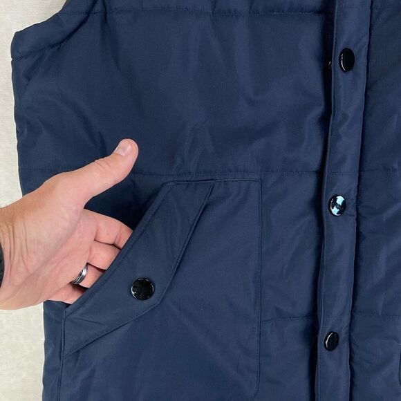 Wantdo‎ Jacket Mens XL Navy Red Retro Hooded Puffer Full Zip Vest - Picture 3 of 9